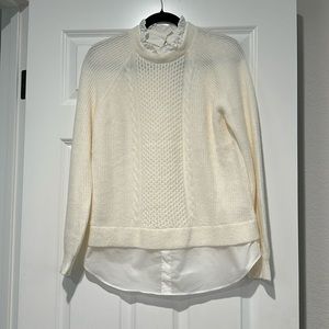 Posh cream layered sweater with ruffled collar